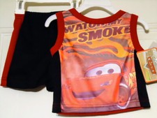 DISNEY"LIGHTNING MCQUEEN" BOYS SZ 24 MO - 2-PC TANK TOP/ BLACK SHORTS SUMMER NWT