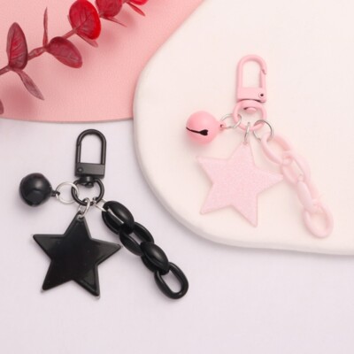 Shimmering Star Keychain with Bells Pendants Bag Charm Keyring Pendants