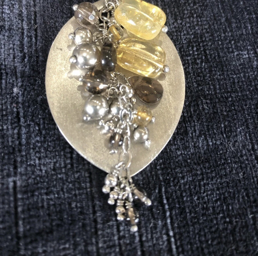 Collar de plata de ley 925 cuarzo ahumado y piedras preciosas de citrino gemas TV Foto 4 de 4