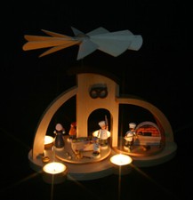 Teelicht - Pyramide Bäckerei mit Bäcker & Backofen vom Erzgebirge Fachhandel Neu