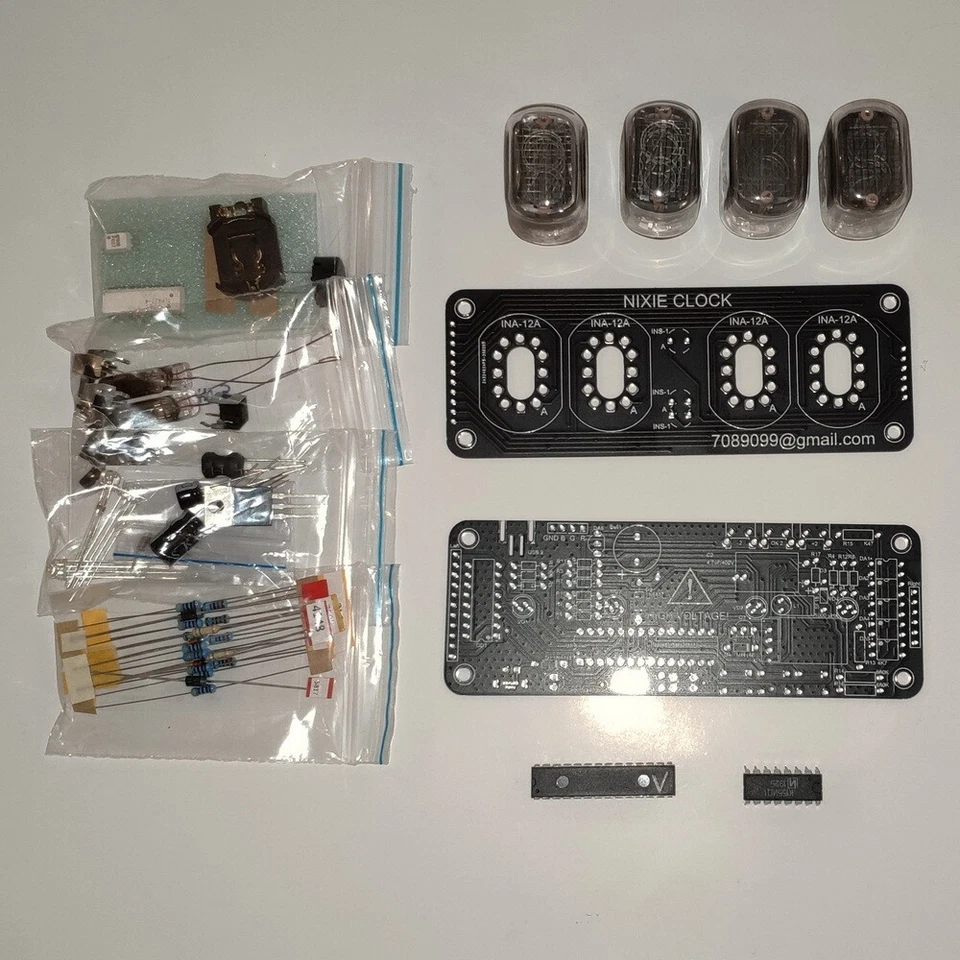 DIY KIT with tubes Nixie Clock  4x IN-12 + INS-1 RGB Backlight Alarm *All parts* - Image 3 of 4