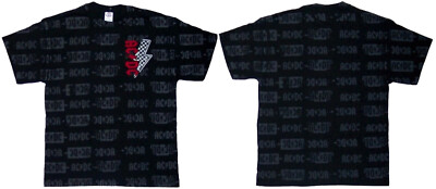 AC/DC cd lgo ALL OVER LOGO CHECKER BOLT Official SHIRT LAST LRG New OOP highway