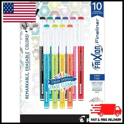 Pilot FriXion Fineliner Erasable Marker Pens, Fine Point, Assorted Ink, 10 Count