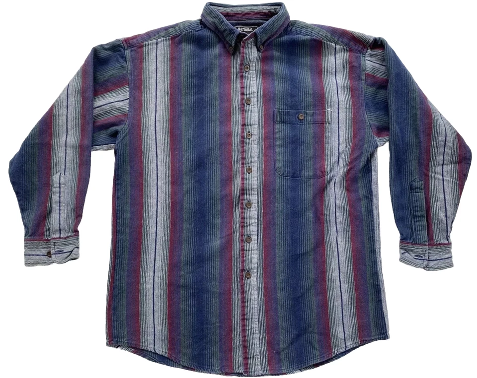 Vintage Serape Shirt Jacket Adult XXL Heavy Flannel Oversized Shacket Drug Rug