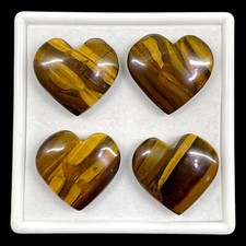 4 Pcs Natural Tiger Eye 31-32mm Huge Heart Shape Loose Gemstones Wholesale Lot