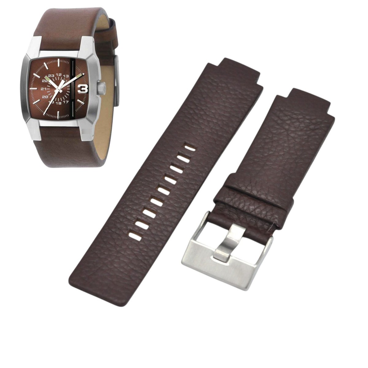 DZ1090 27mm Brown Leather Watch Strap For Diesel | eBay