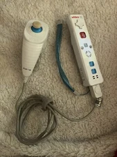 Nyko White/Blue/Red Wii Remote Controller Wand with Nyko Nunchuck and Cord