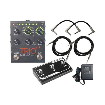 DigiTech Trio+ Band Creator + Looper w/ FS3X Footswitch, 4 Cables, and Power ...