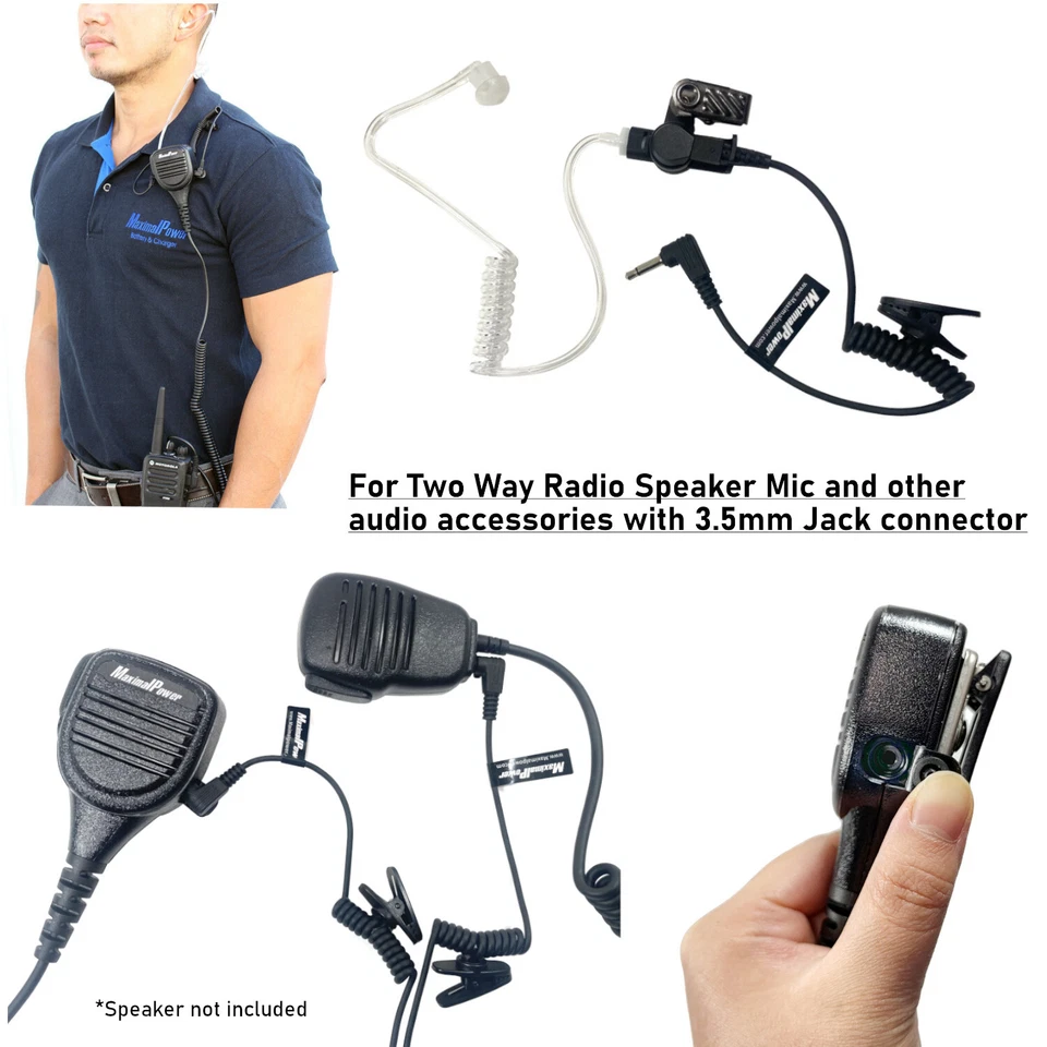 Tubo acústico policía de 3,5 mm solo auricular auricular para micrófono altavoz Motorola Foto 3 de 4