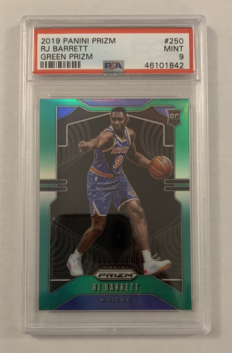2019-20 Panini Prizm RJ Barrett #250 Green Prizm Rookie Card RC PSA 9 NY Knicks
