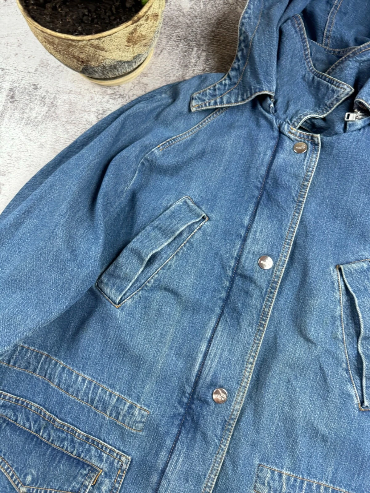 Trench Giacca Vintage anni '90 Love Moschino Made in Italy Lusso Denim Jeans