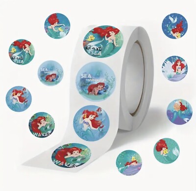25 x verschiedene kleine Meerjungfrau Themen Aufkleber Etiketten 25 mm