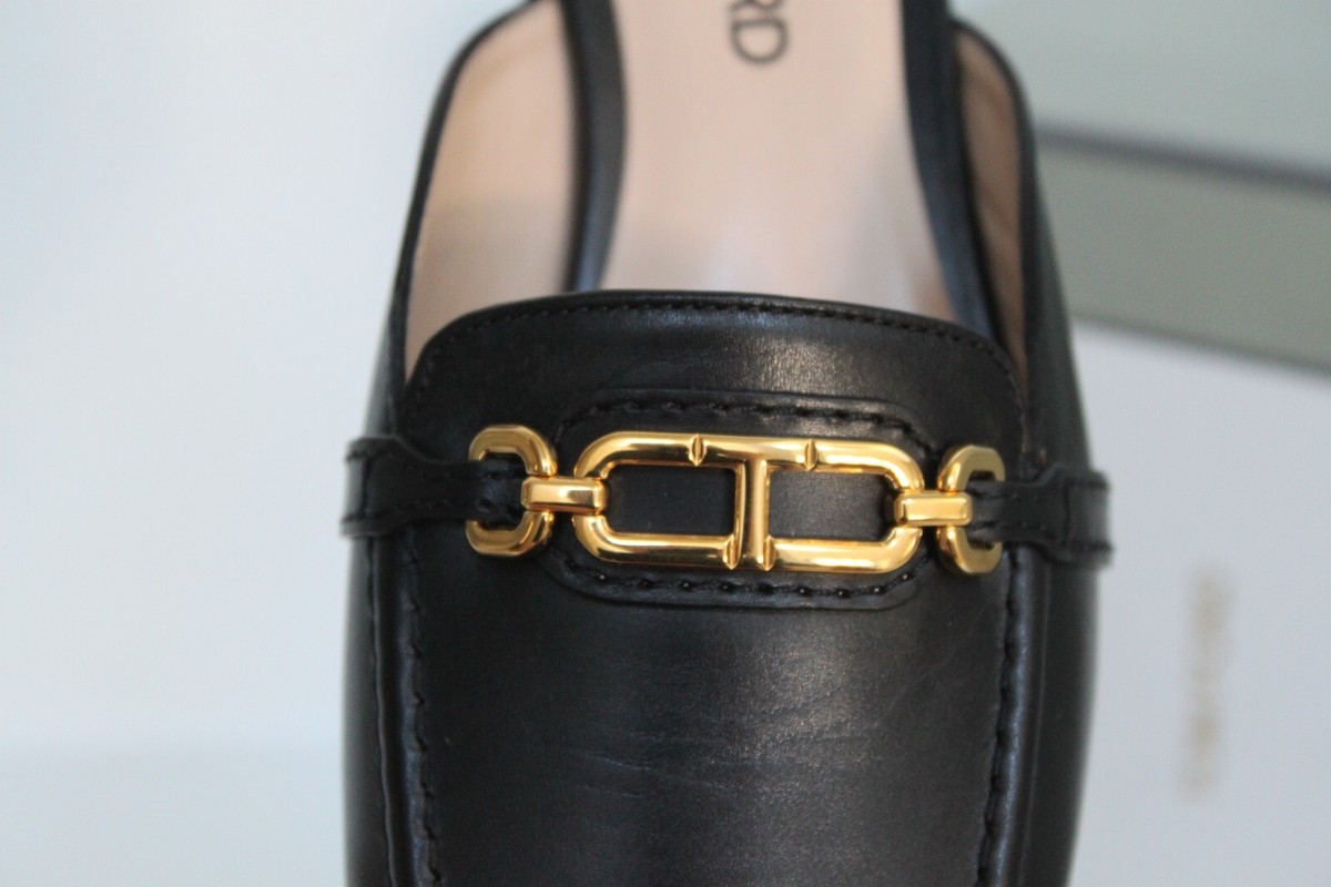 TOMFORD ウィックロー スリッポン サンダル sz 8 / 38.5 Tom Ford Black Leather Whitney Mule Logo Low