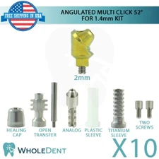 10x Angulated Multi Unit 52° 1.4mm Abutment Attachment Kit Internal Hex 2.42mm