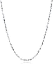 925 Sterling Silver Italian Rope Chain Men's Necklace 4mm