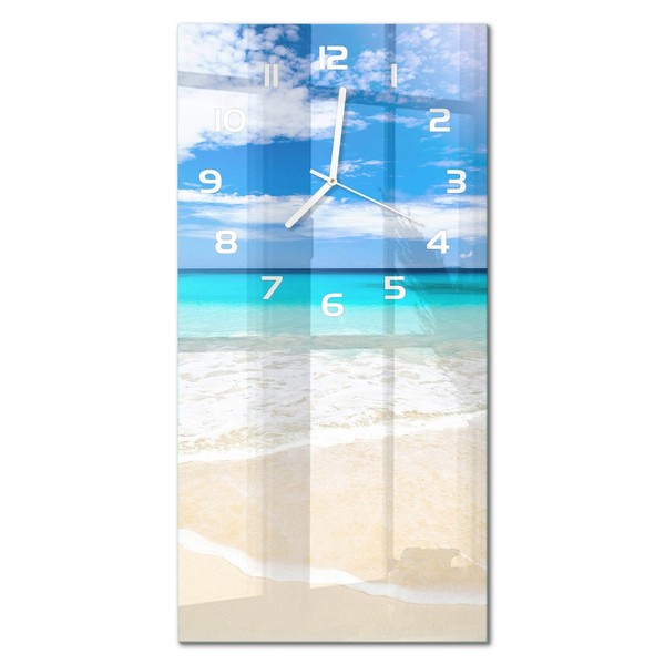 Glasuhr Wanduhr Mit FließEnden Zeigern Tropischer Strand WeißE Zeiger 30X60 Cm-image
