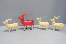 4 Christmas Celluloid REINDEER Vintage Holiday Figure Toy Decoration