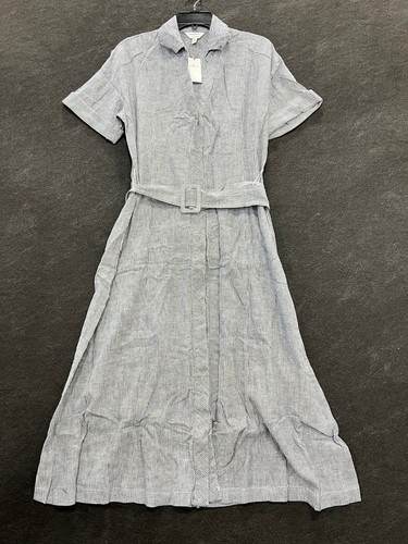 BANANA REPUBLIC FACTORY Linen-Blend Shirtdress Women's Size M Navy