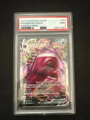 2021 POKEMON SWORD & SHIELD FUSION STRIKE #157 FULL ART/GENGAR VMAX PSA 9