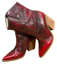 Stalvali Ankle Boot Red Western Boho Size 38 US 8 Slip On