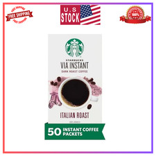 Starbucks VIA Instant Coffee Dark Roast Italian, 100 Arabica, 50ct, Caffeinated