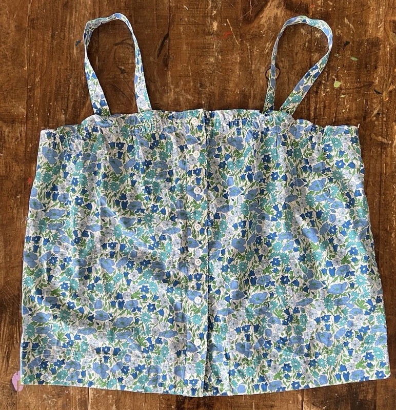 NWT J Crew Smocked Button-Front Tank Top Liberty of London Poppy & Daisy Medium