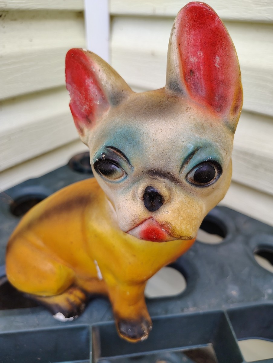 Bank Chalkware French Bulldog Carnival Figure Coin Dog Vintage