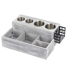 Hair Tool Organizer, Wooden Hair Dryer Holder and Bathroom Countertop Blow Dr...