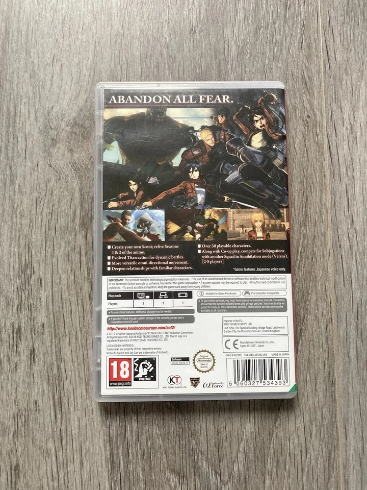 A.O.T. 2 ATTACK OF TITAN ATTAQUE DES TITANS 2 Sur NINTENDO SWITCH VERSION FR, photo 2 sur 5