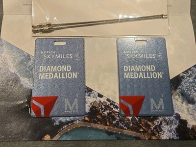 Delta Airlines Set Of 2 Skymiles 1 Million Miler + Diamon Medallion Luggage Tags