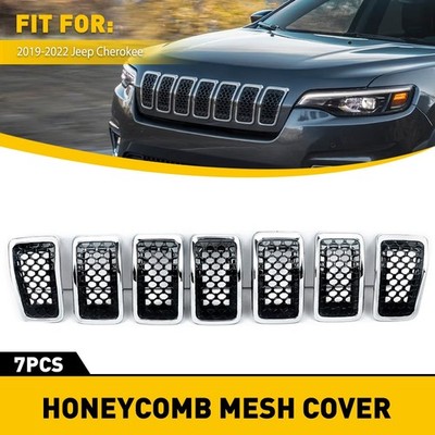 For 2019-21 Jeep Cherokee Front Grill Grille Inserts Honeycomb Mesh Chrome Black