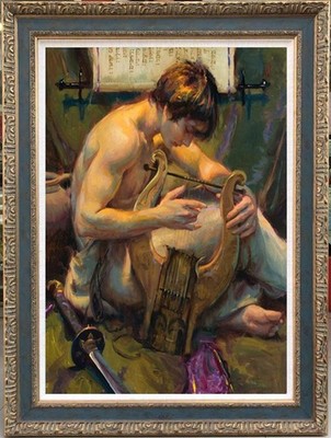 Handmade original Oil Painting art angel male men on canvas 24''x36''