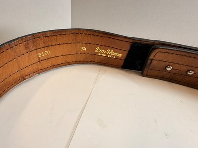 Don Hume B120 Clarino High Gloss Duty Belt Sz-34 Black Leather 4-Row Stitch  (B)