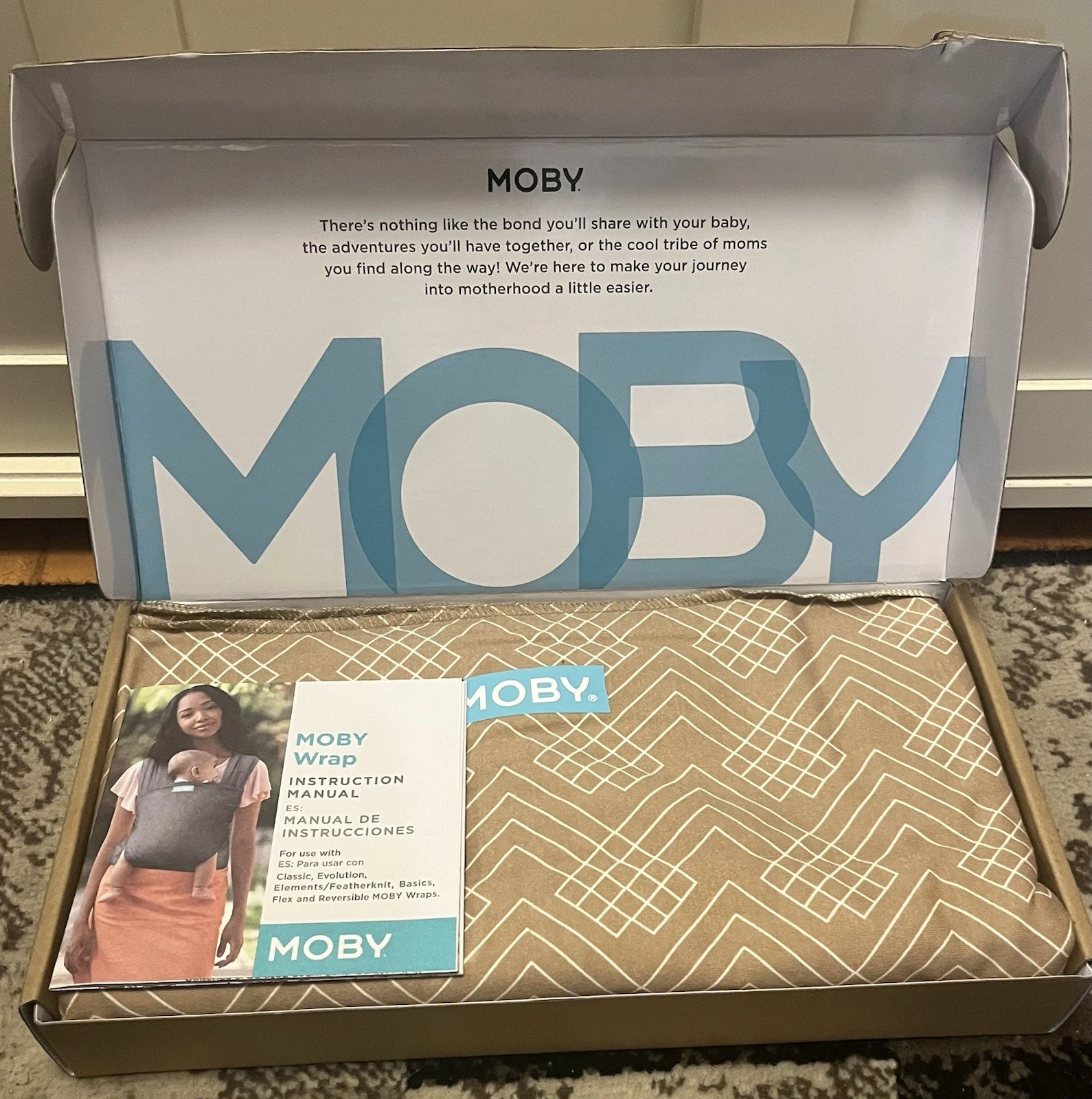 Moby Baby Classic Wrap Newborn-Toddlers (8-33lbs) Sand Waves Carrier New