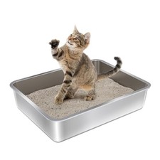 Stainless Steel Litter Box,Metal Cat Litter Box for Kitten