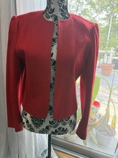 Vintage Bobbie Brooks Red Cropped Blazer Jacket Size 11/12 Union Made ILGWU