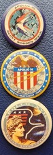 Vintage NASA Apollo 15, 16, 17 Mission Pinback Buttons