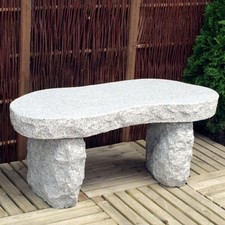 Gartenbank Granit gebogen hellgrau Natursteinbank Garten Bank Sitzbank Massiv