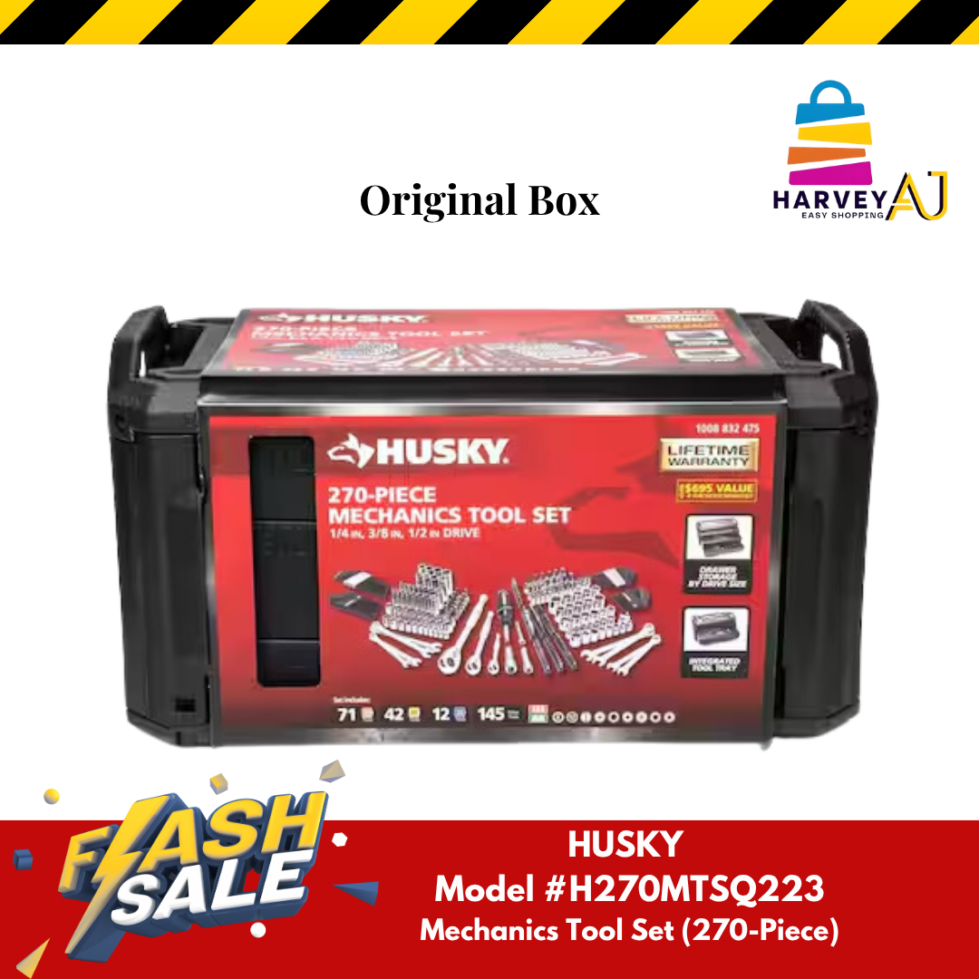 Husky Mechanics Tool Set 270 Piece Mechani'c Tools Set 3 Drawer