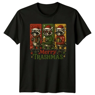 Merry Trashmas Christmas Holidays Waschbär Herren Damen Grafik T-Shirt