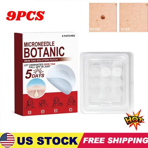 MICRONEEDLE BOTANIC Skin Tag & Acne Patch Skin Tag Remover Patches 9Pcs HOT 2026 - Picture 1 of 25