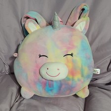 Squishmallows Unicorn Tie-Dye Multicolor Plush Backpack Zipper Adjustable Straps