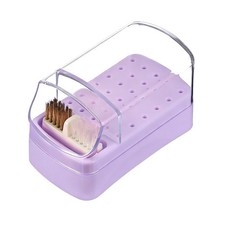 2 in 1 Nail Drill Bit Holder Case with Adhesive Backed Cleaning Brush, Purple