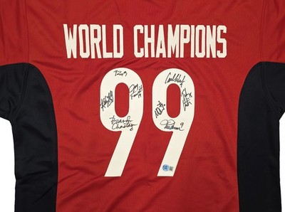 1999 Team USA Women's Soccer World Cup Champions Auto Red Jersey 8