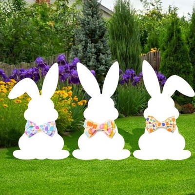 3 Packs Easter Yard Signs - PVC All-Weather Bunny Yard Decoration, Easter Yar...