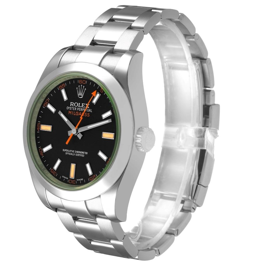 Rolex Milgauss Green Crystal Black Dial Steel Mens Watch 116400GV Card image 4