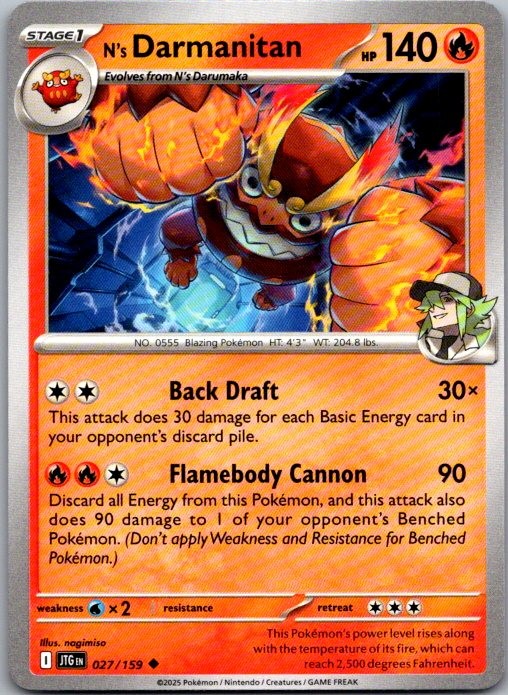 N's Darmanitan 027/159 Uncommon Journey Together Pokemon Near Mint