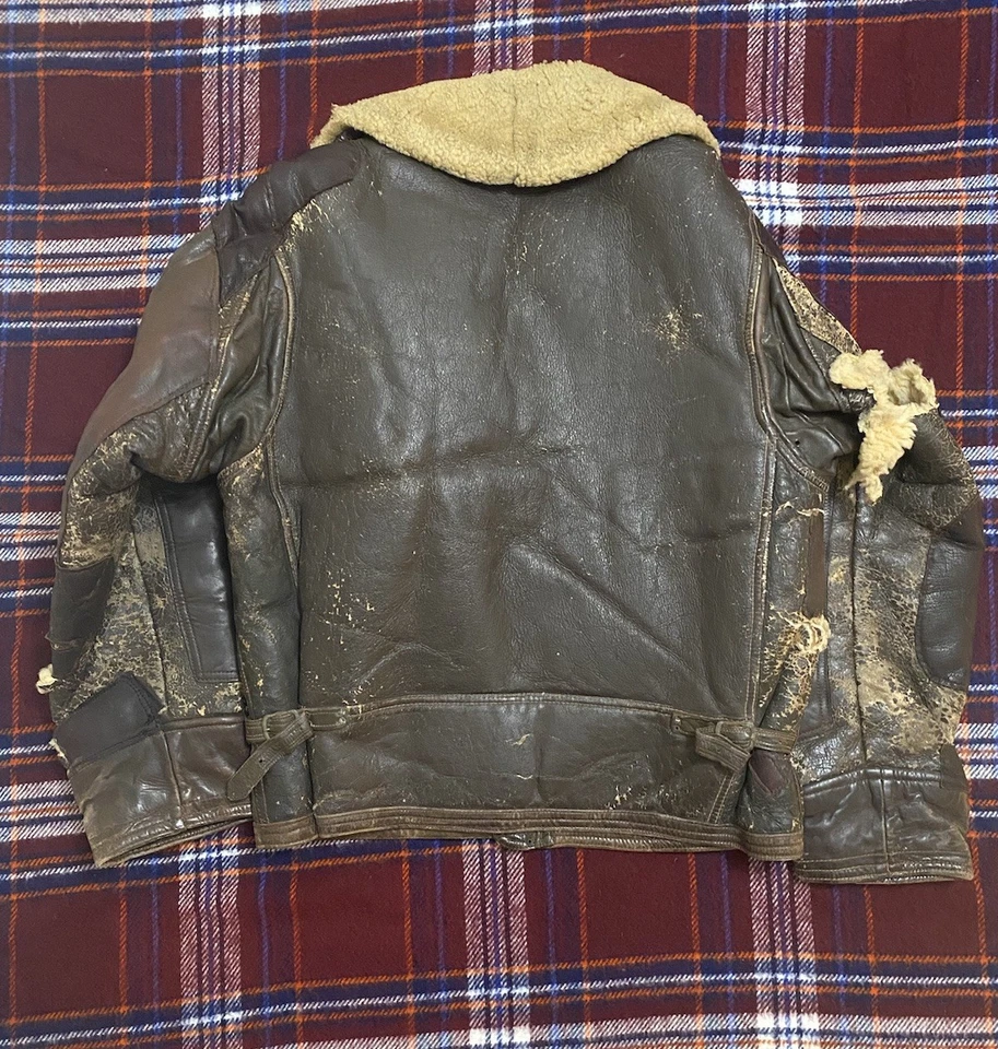 Chaqueta de piel de oveja de aviador An-J-4 vintage de la década de 1940 talla 38 cuero aerodinámico Foto 2 de 4