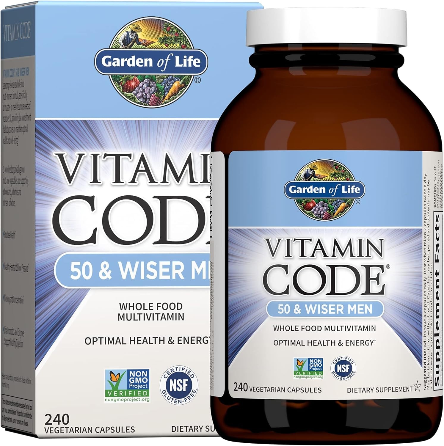 Garden of Life Vitamin Code 50 & Wiser Men - 240 Veg Caps *EXP 05/2026*