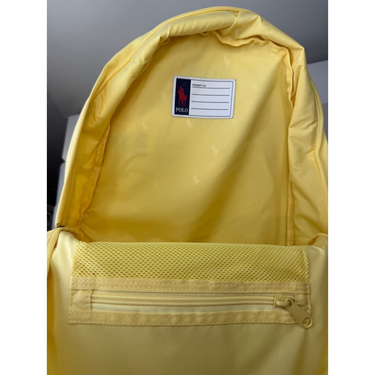 Polo Ralph Lauren Yellow Canvas Backpack Polo Bear Embroidered Bottle Holder NEW Polo Ralph Lauren Yellow Canvas Backpack Polo Bear  main image 3